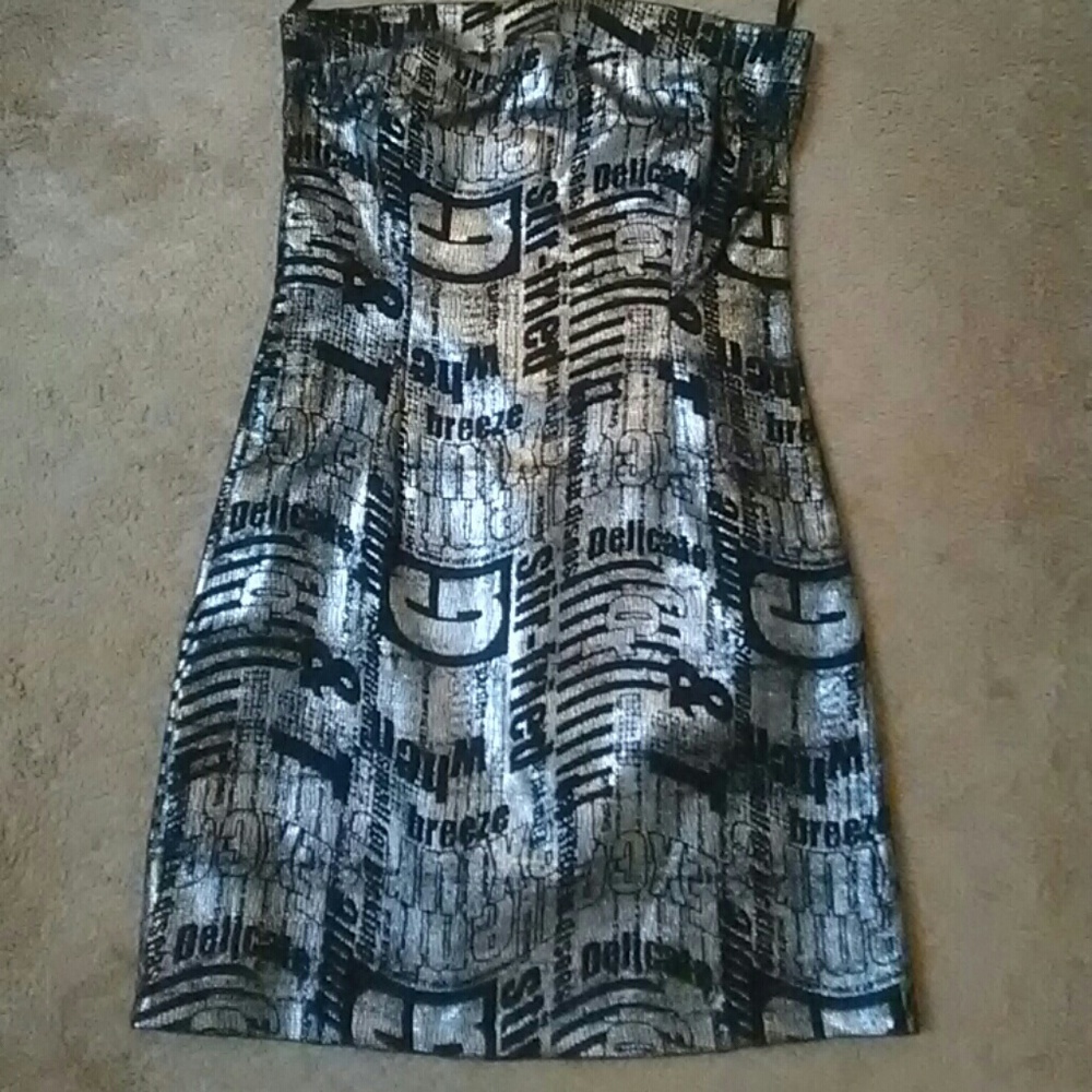 Sexy Glam foil dress w back zipper